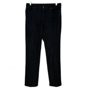 Chico's Fabulously Slimming Women Jeans 2 Regular Blue Dark Wash Stretch Relaxed